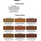 nuancier PREDA 12 - PredaColor Color palette sheet labeled PredaColor with grayscale and brown shades, showing RAL codes for each swatch (GRAYS and BROWNS).