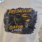 1 BEIGE DOS - PredaColor Back view of a white T‑shirt featuring a bold yellow 'PREDATOR GATOR' graphic with an aggressive alligator image and the word 'LINER'.