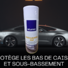 ANTI GRAVILLON BLANC AERO 2 - PredaColor Spray can labeled Antigravel 460 in front of a silver sports car, promoting undercarriage protection.