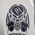 STICKER - PredaColor Poster featuring a black stylized gas mask illustration with bold text 'PREDACOLOR' at the bottom.