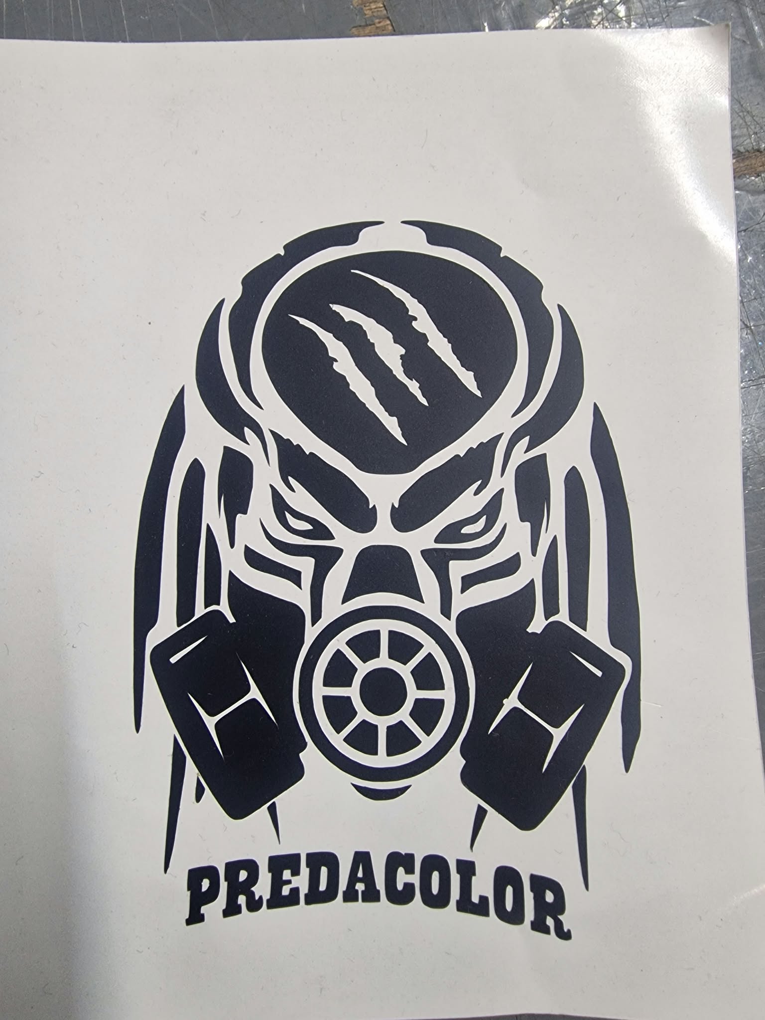 STICKER - PredaColor Poster featuring a black stylized gas mask illustration with bold text 'PREDACOLOR' at the bottom.