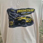 2 1 DOS - PredaColor Beige T‑shirt with a graphic: a yellow Gator truck, black gator illustration, and the text 'Predicolor Gator Liner France'.